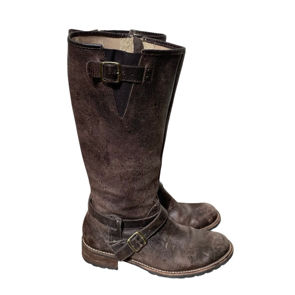 L.L. Bean Women's Tall Brown Leather Riding Boots Buckle Size 7